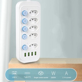 Extensão Elétrica 2m Com 4 Tomadas e 4 Entradas USB 2.1A Botão Liga e Desliga - Filtro Linha Régua 110V 220V Bivol B-MAX em Oferta na Shopee