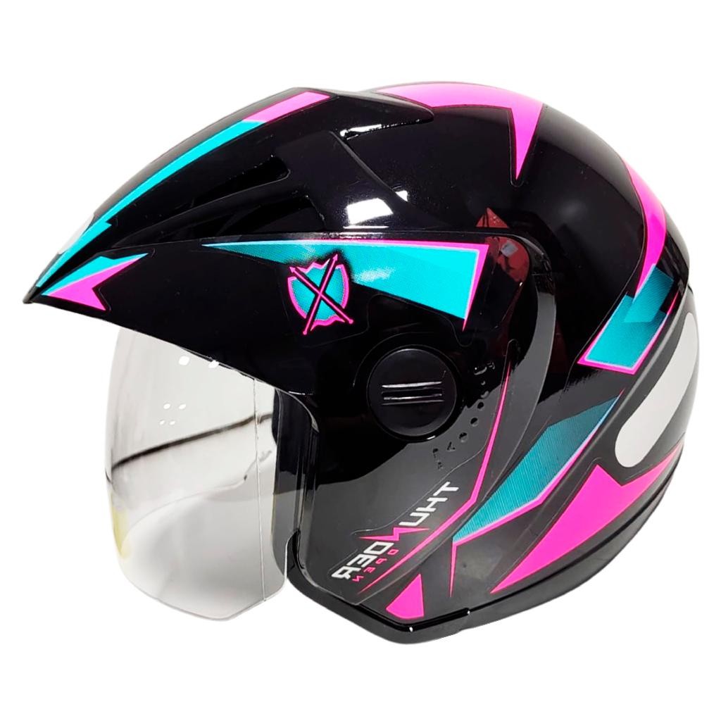 Capacete Moto Aberto Ebf Thunder Preto e Rosa 58