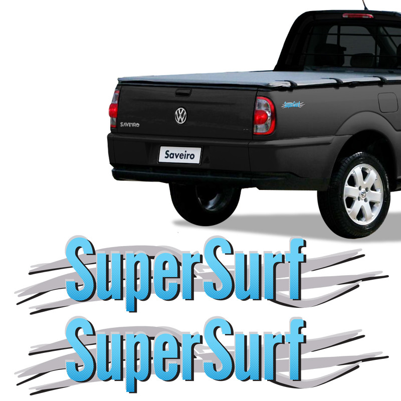 Par De Adesivos Super Surf Saveiro Parati Gol 03/08 Azul