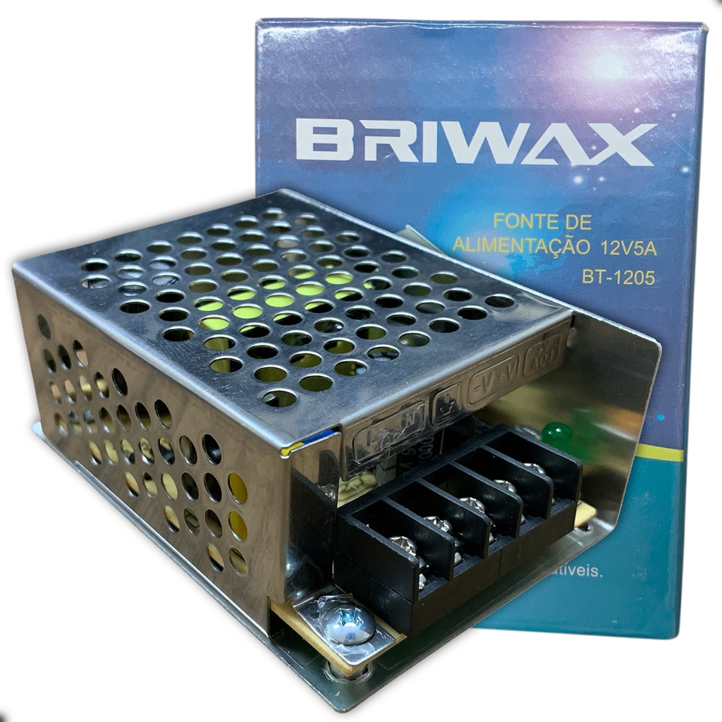 Fonte Chaveada Briwax 5 Amperes 12 Volts Bivolt para Som Automotivo e Iluminação LED - Computers & Accessories