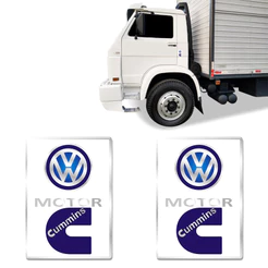 Par de Adesivos Motor Cummins Emblemas Caminhão Volkswagen