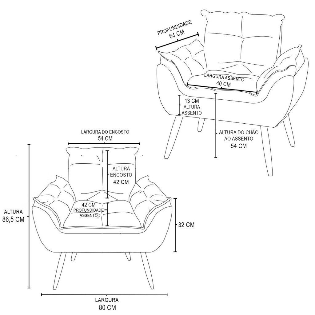 Poltronas Decorativas Pés Palito - Sala - Recepção Balaqui