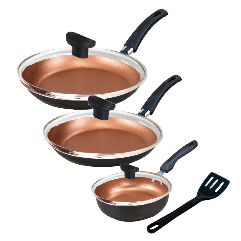 Jogo De Frigideira Francesa Antiaderente Com Tampa 3 Peças em Oferta na Shopee