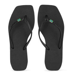 Chinelo Brizza Arezzo Bico Quadrado Square Brasil Preto - Feminino