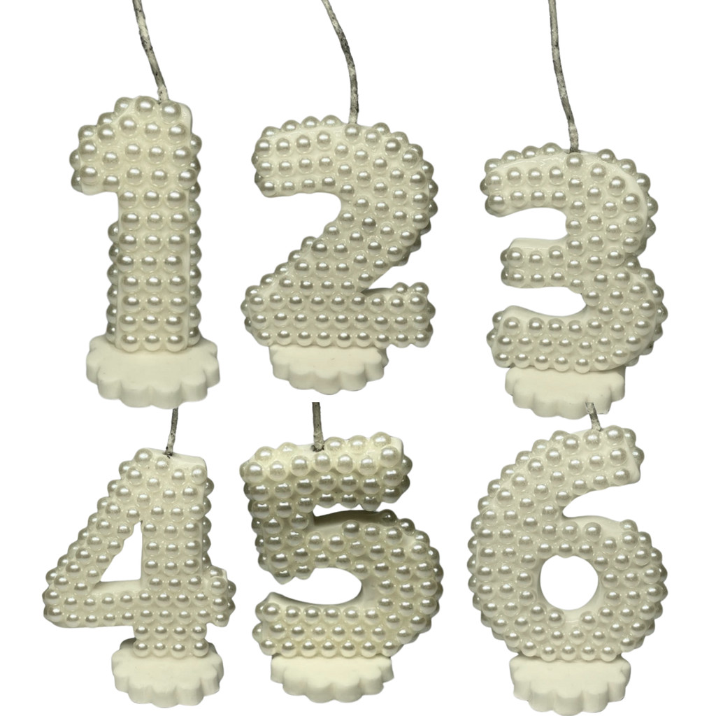 Vela de Aniversário Personalizada Perolada Branca em Biscuit em Oferta na Shopee