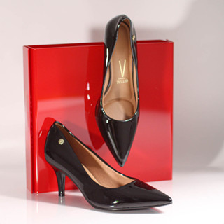 Scarpin Vizzano Verniz Premium Salto Médio Fino Preto - Feminino em Oferta na Shopee