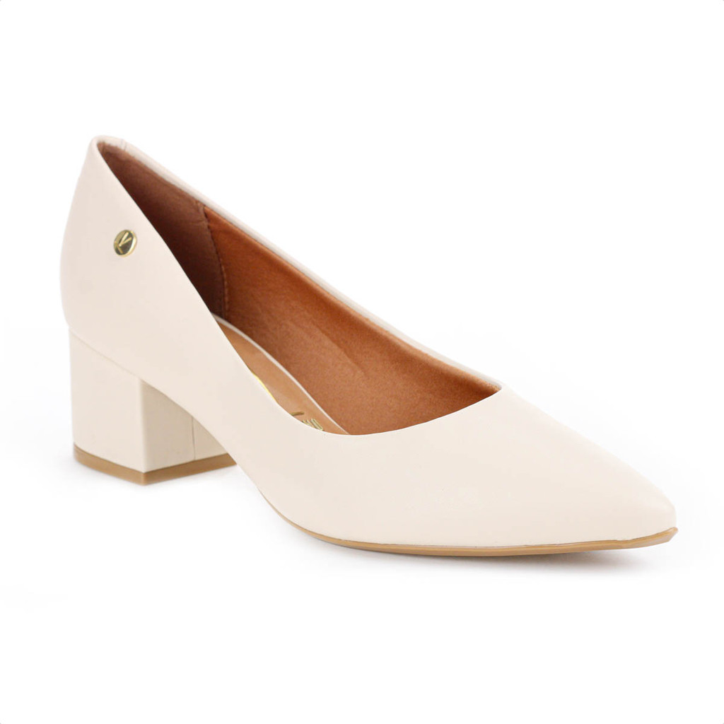 Scarpin Vizzano Pelica Salto Bloco Creme - Feminino em Oferta na Shopee