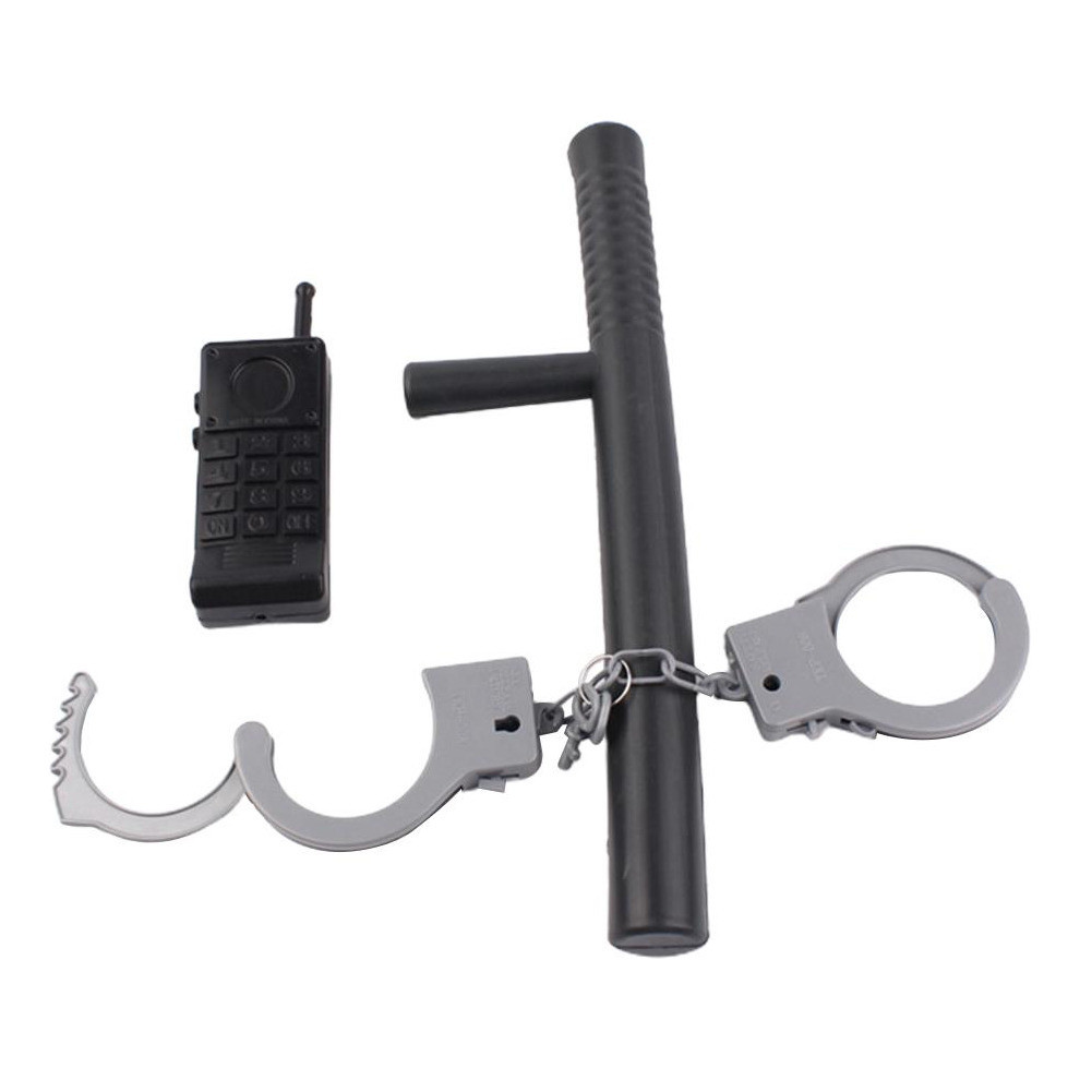 Kit Policial / Fantasia Cosplay Policial / Cassetete + Algema+Walkie-Talkie