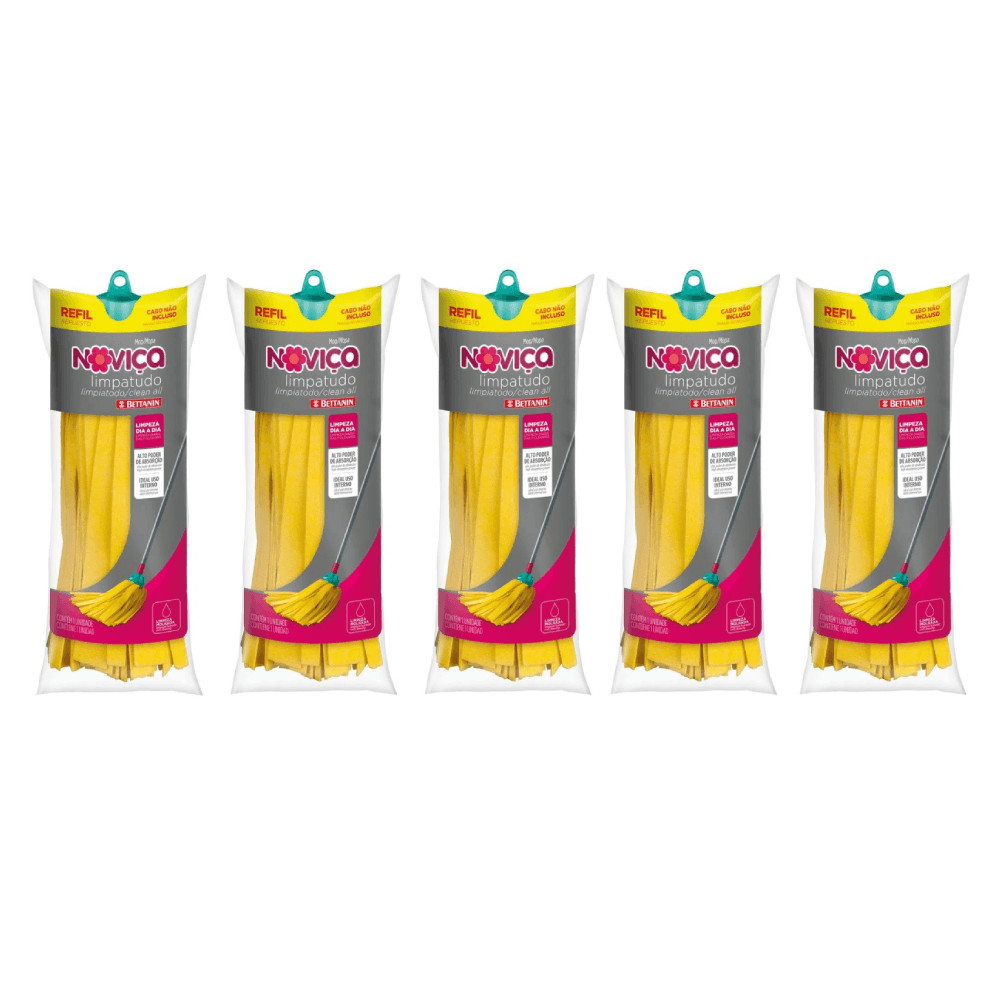 Kit Refil Mop Esfregão Limpa Tudo Noviça 5un em Oferta na Shopee