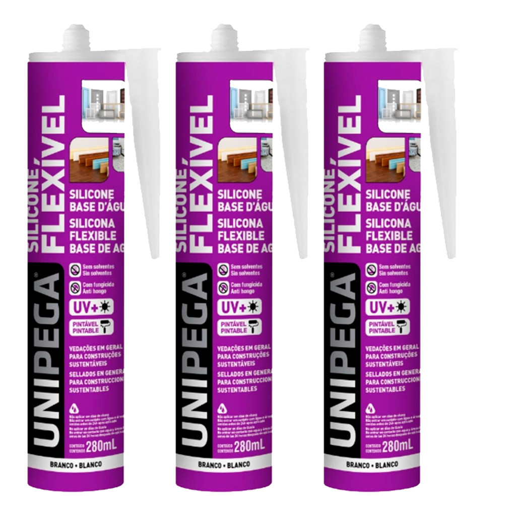 Kit 3 Adesivo Silicone Base Água Branco Cartucho 280ml Vedação Interna Selante Alvenaria Madeira em Oferta na Shopee