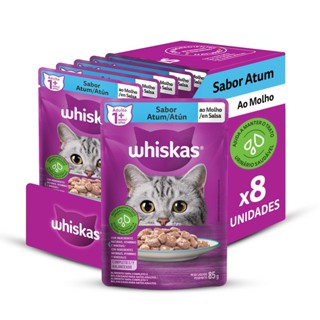 Kit 8un Ração Úmida Whiskas Sachê Atum Gato Adulto 85G em Oferta na Shopee