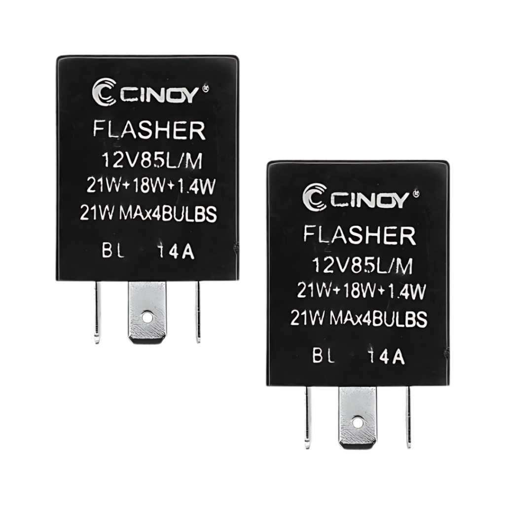 Kit Com 2 Relé 3 Pinos Universal Automotivo 12V 14A CINOY FLASHER 12V85L/M 21W+18W+1.4W