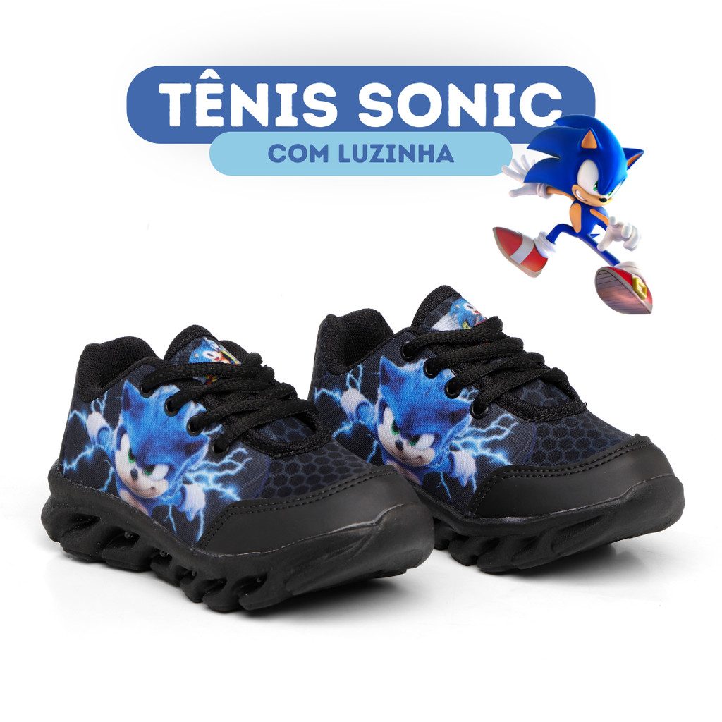 Tênis Sonic Infantil com Luzinha Leve Pink Confortável Lançamento Luz Lançamento Menina Menino
