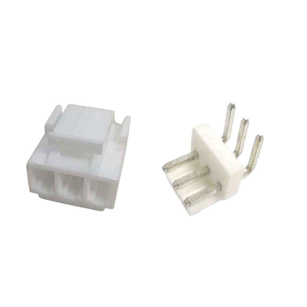 20 Conectores KK 3 vias Fêmea alojamento 3,96mm C/ Trava + 20 Conectores Macho 90º C/ Trava - KKzão