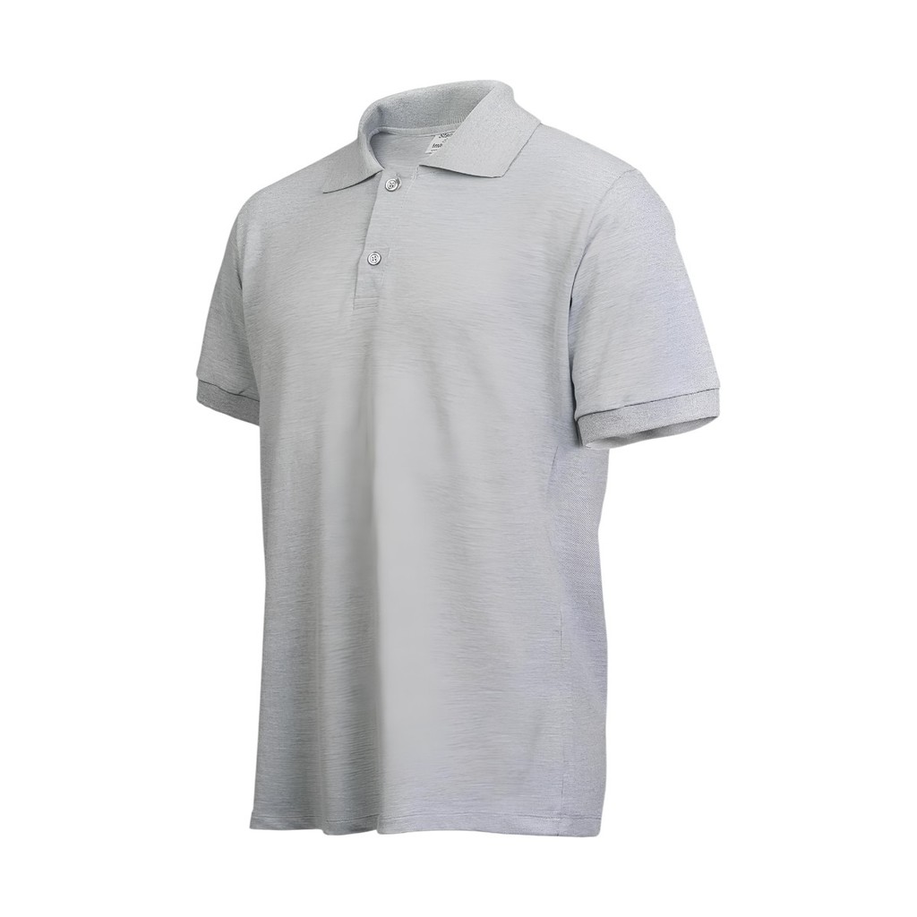 Camisa Polo com Botões Malha Piquet PA Cinza Lisa - GG