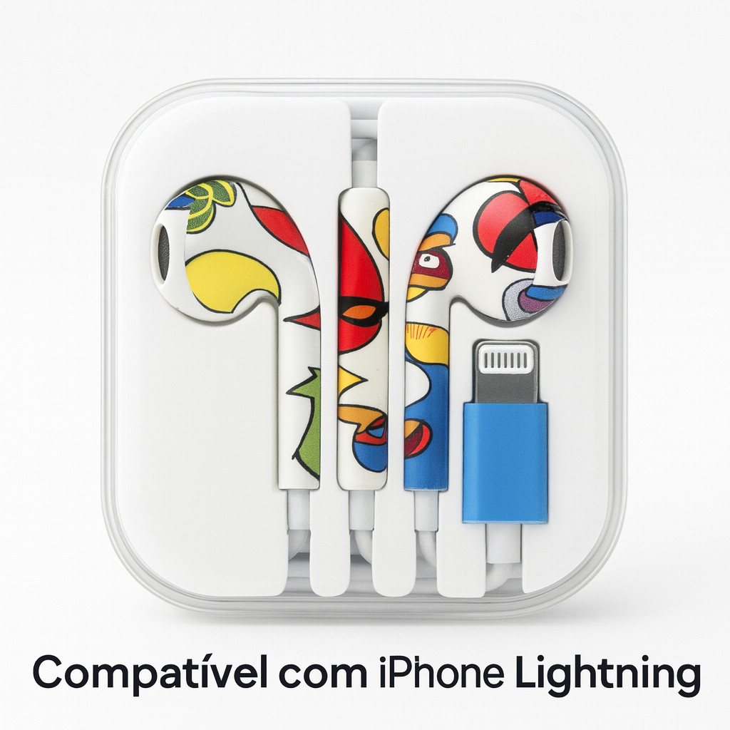 Fone de Ouvido iPhone com Fio Lightning Som Estéreo Envio Imediato ! em Oferta na Shopee