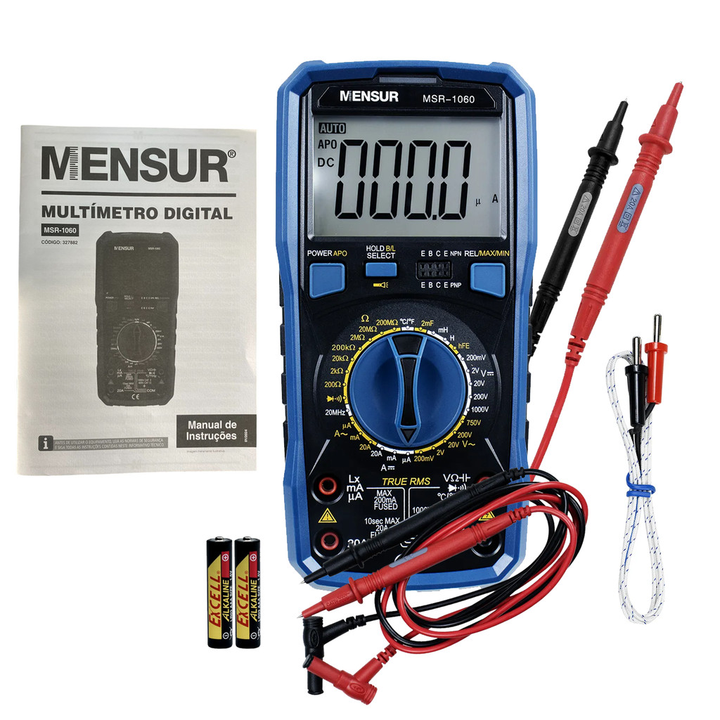 Multímetro Profissional Digital Multiteste com Indutância e Capacitância MSR-1060 True RMS 200 Mega