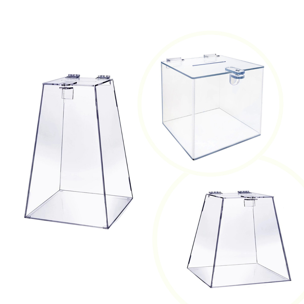Urna Pirâmide Em Acrílico Transparente sorteio guardar dinheiro