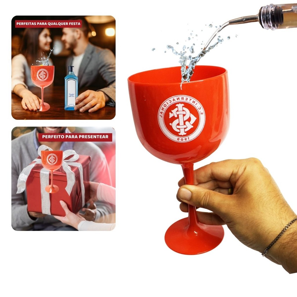 Taça Copo Plástico Vermelho Gin Drinks Coquetéis Bebidas 580ml Festa Time Internacional Oficial