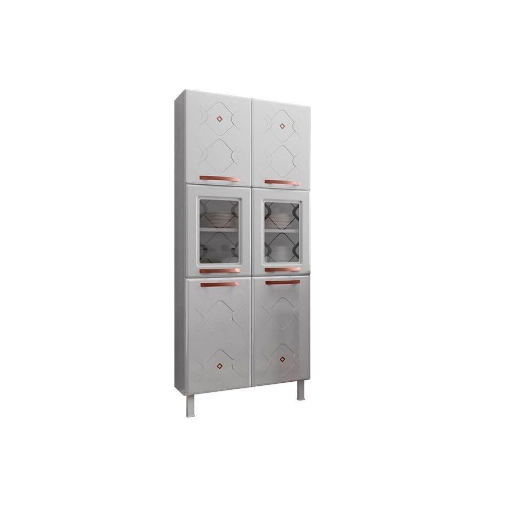 Paneleiro de Cozinha Mirage New Aço c/ 6 Portas c/2Vidro 80cm Branco - Telasul em Oferta na Shopee