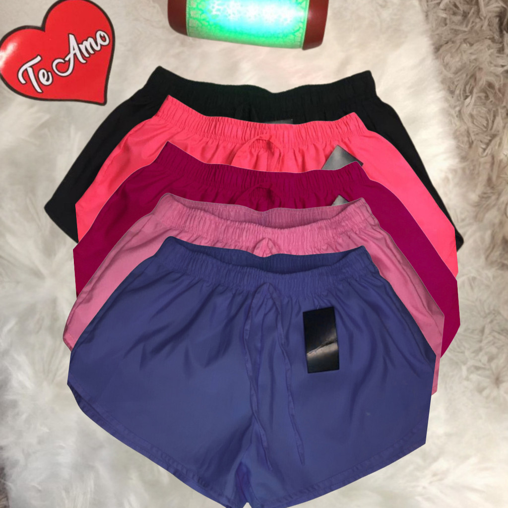 KIT 5 Short  Tactel Feminino Casual Saida De Praia Corrida Shorts Academia Shortinho  Caminhada P Ao EXG