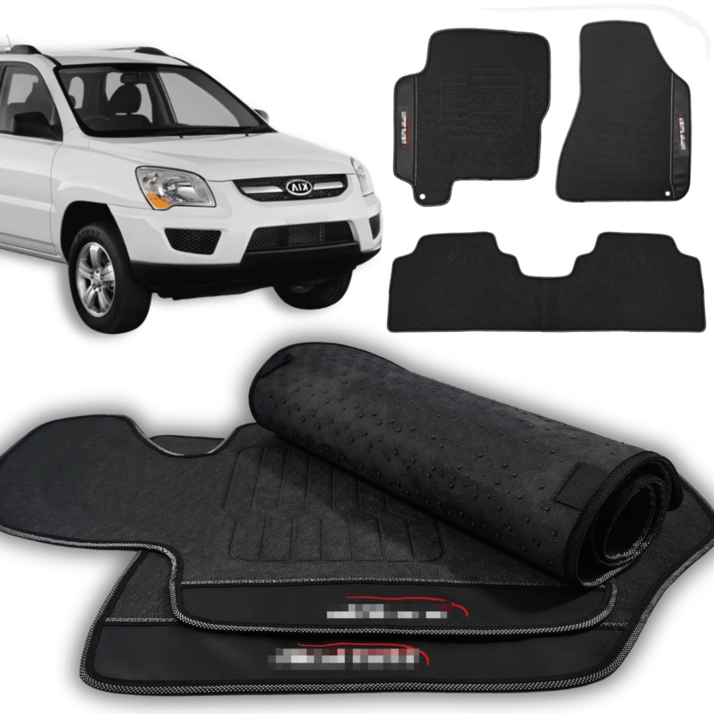 Tapete de Carro Sportage 2004 2005 2006 2007 2008 2009 2010 Emborrachado 3 Peças