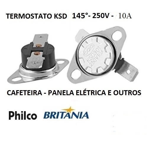 Termostato KSD 301 145° 250V 10A - Universal para Cafeteiras e Panelas Elétricas - Várias marcas