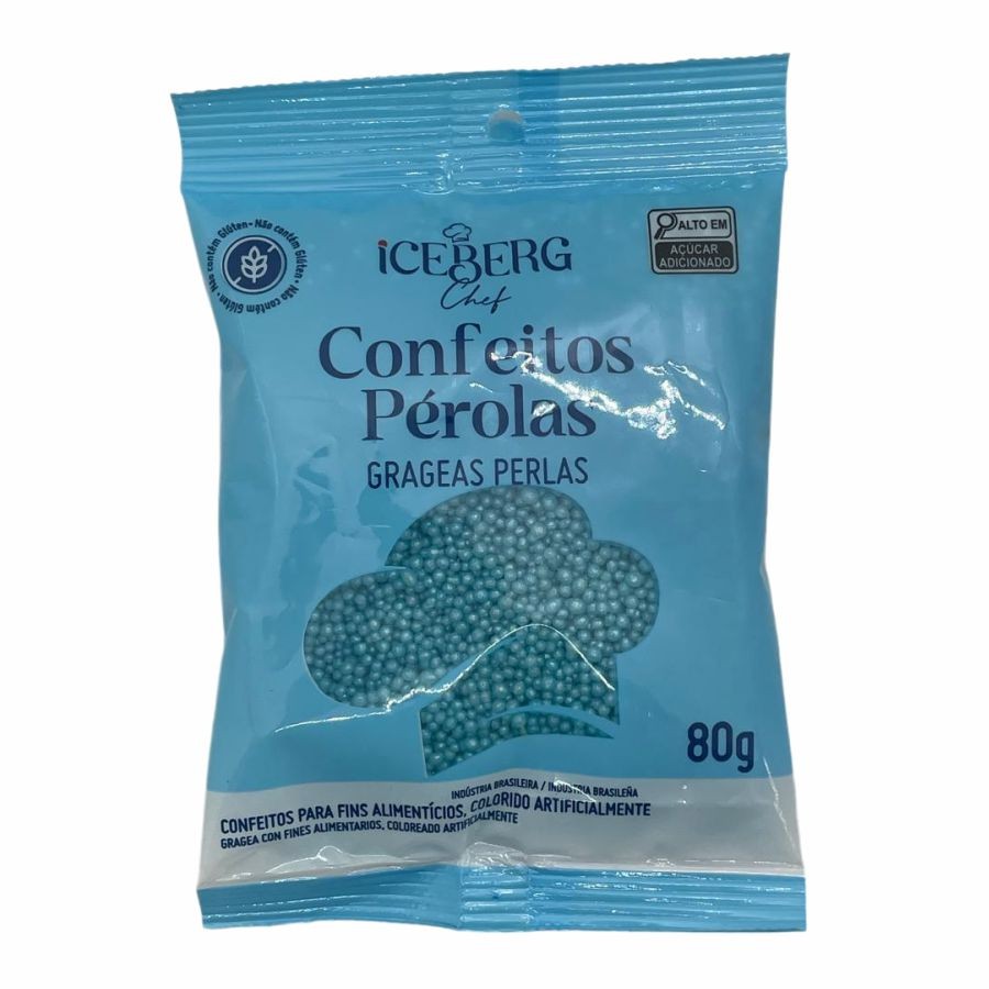Confeito Perolado Azul - 80g - 1 unidade - IceBerg - Rizzo