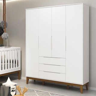 Cômoda Com Porta E Guarda Roupa Infantil Classic Elfe Branco Acetinado Amadeirado - Reller em Oferta na Shopee
