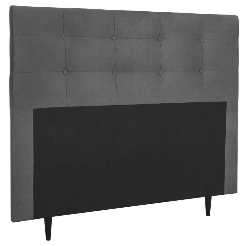 Cabeceira Estofada Cama Box Casal 140 Cm Helena Suede Cinza - Home & Living
