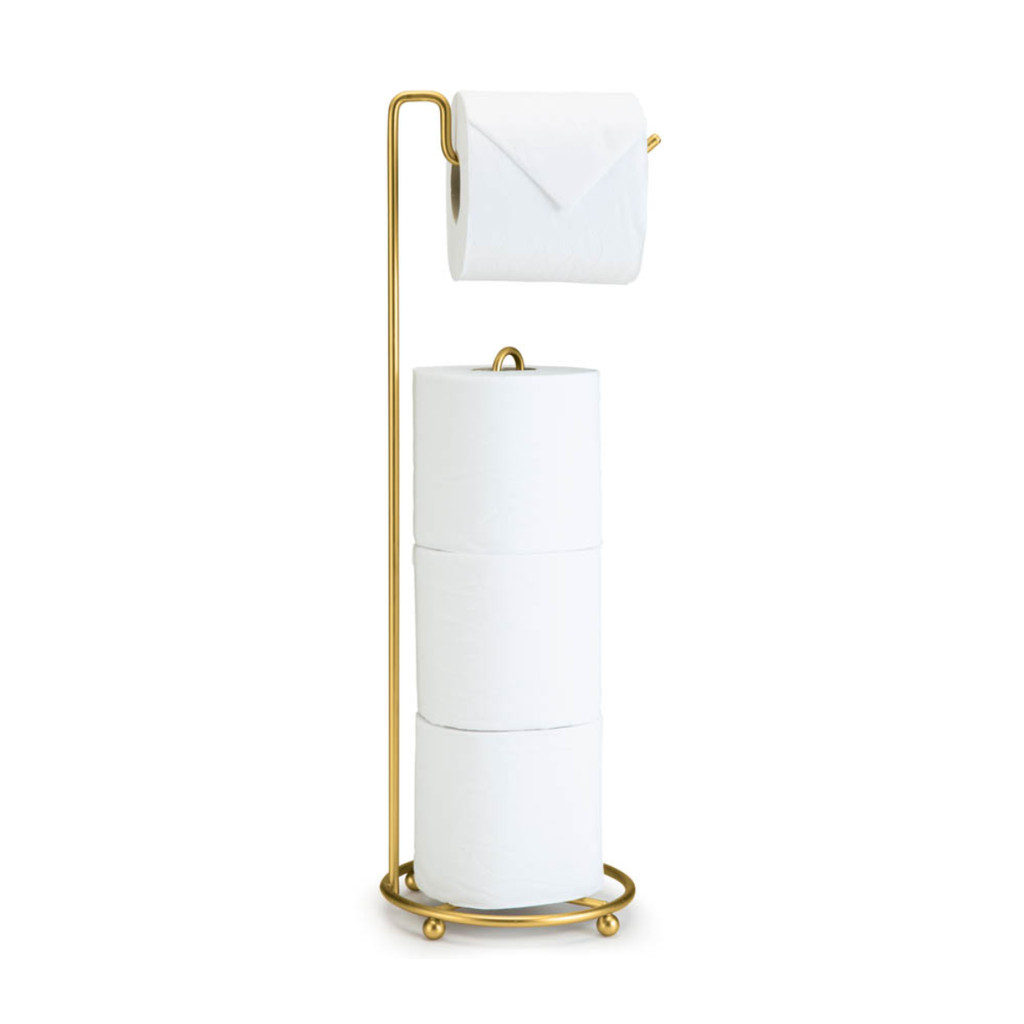 Suporte Para Rolo De Papel Higiênico De Chão Capacidade 4 Rolos Cor Dourado Fosco Arthi