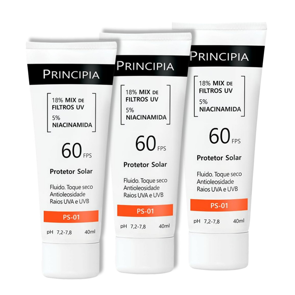 3 Uni De Protetor Solar Facial Principia Ps 01 Fps 60 - 40mL