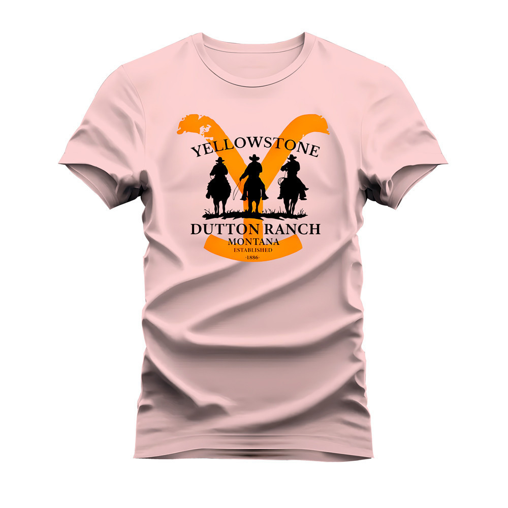 Camiseta Estampada 100% Algodão Unissex "YellowStone" Faroeste Rodeio