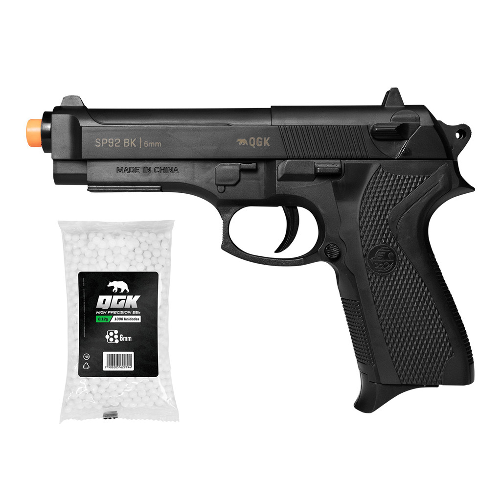 PISTOLA DE AIRSOFT SPRING SP92 6MM QGK + 1000 BBS