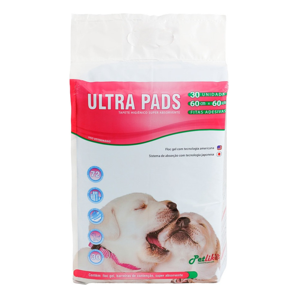Tapete Higiênico Ultra Pads Para Cães 60x60cm - 30 Unidades