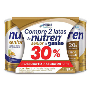 Nutren Senior Sem Sabor Suplemento Alimentar 2 Latas 740g cada e Ganhe 30% de Desconto na 2º Lata em Oferta na Shopee