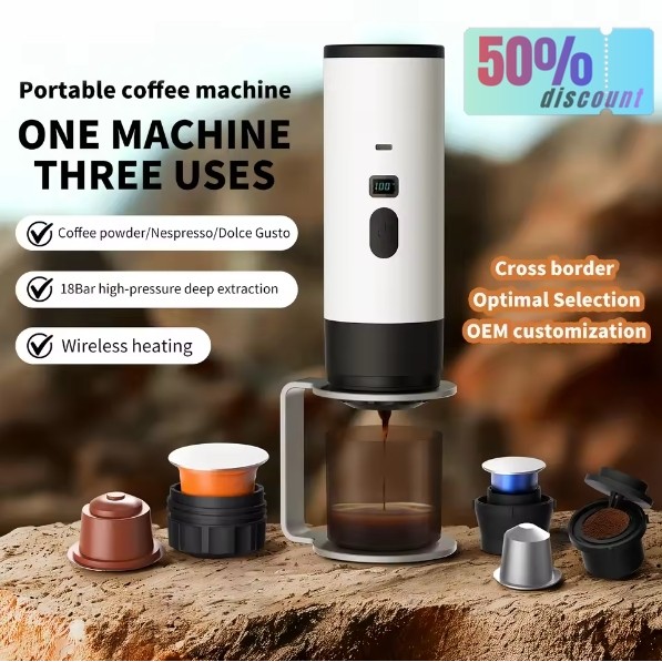 Máquina De Café Expresso Portátil Elétrica Sem Fio 3 Em 1 Para Carro E Casa , Acampamento ...