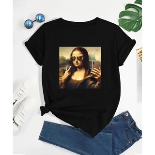 Camisa blusa feminina Monalisa moderna de oculos estampada 100% algodão confortavel casual