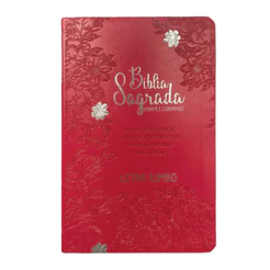 Bíblia Sagrada Letra Jumbo | ARC | Harpa Avivada e Corinhos | Capa PU Luxo Jardim Vermelho
