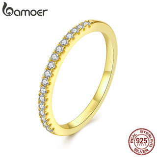 Bamoer 925 Prata Esterlina Anel Ouro Meio Círculo Noivado Design Jóias Presente Feminino em Oferta na Shopee