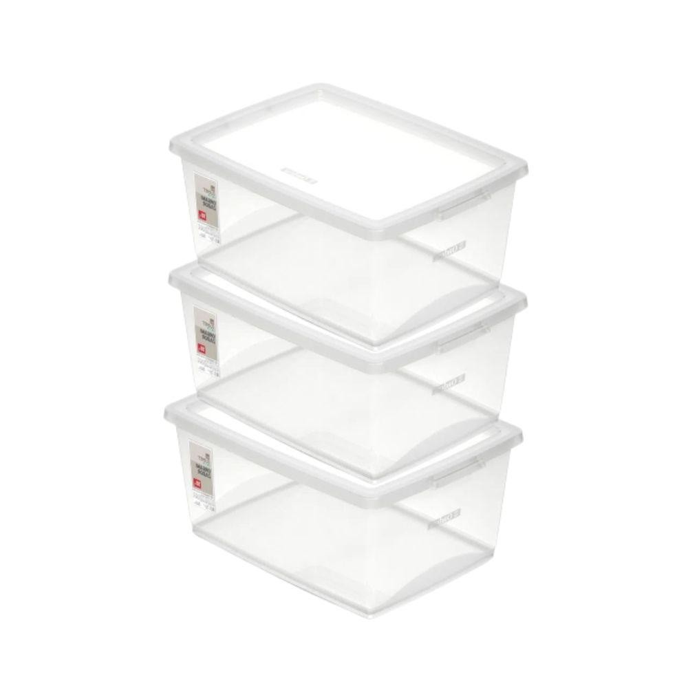 Kit Caixa Organizadora Plástica Cristal 15L com 3 Unidades Ordene em Oferta na Shopee