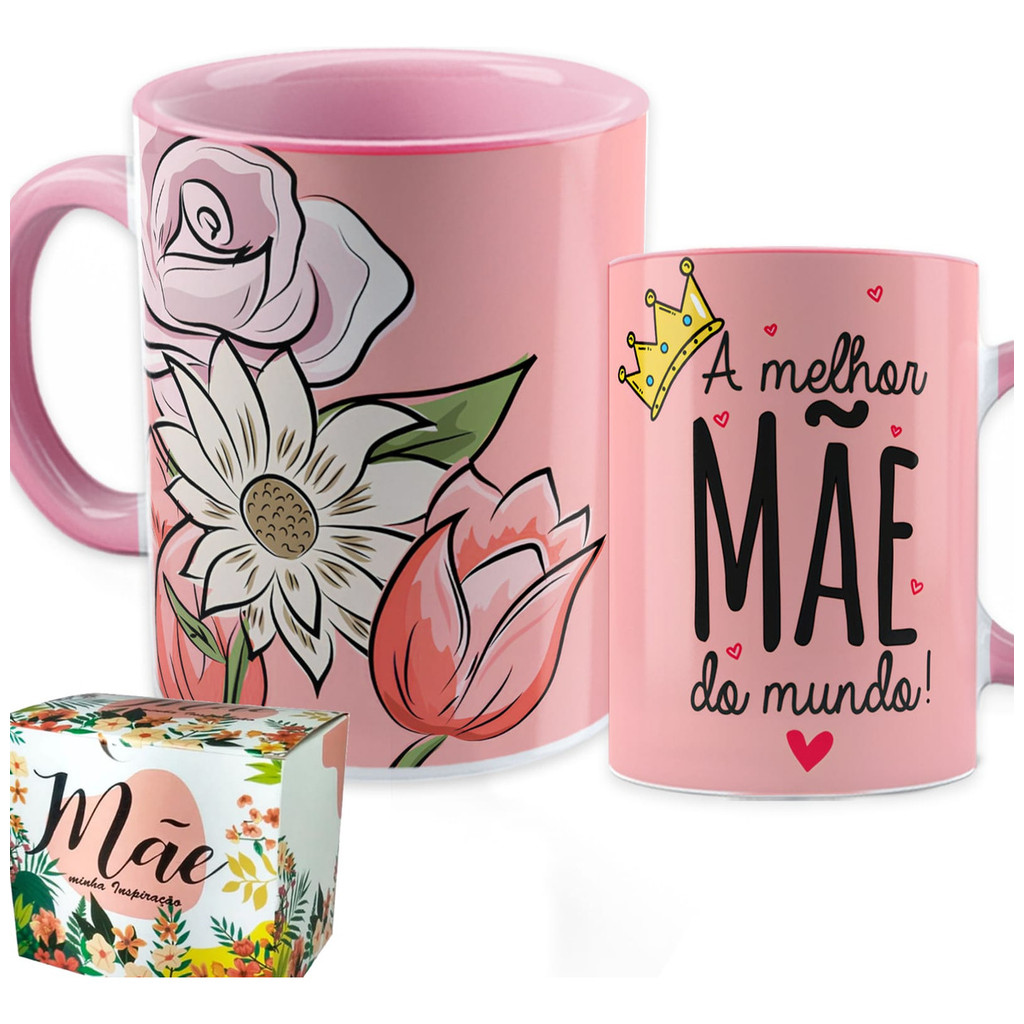 Caneca Porcelana 325ml Dia Das Mães Personalizada Colorida