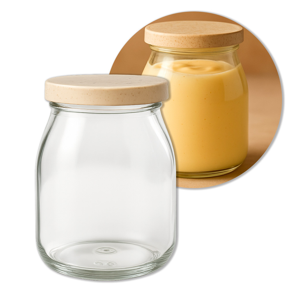 Frasco Vidro p/ Sais de Banho | Iogurte | Baleiro 150ml C/ Tampa - Cristal