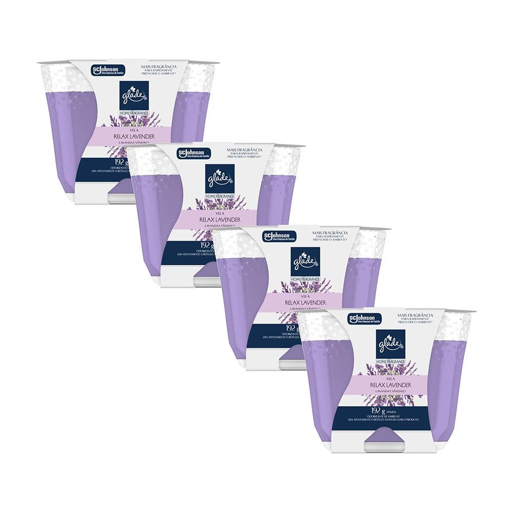 Kit 4 Vela Perfumada Relax Lavender Glade Home Fragrance 192g cada