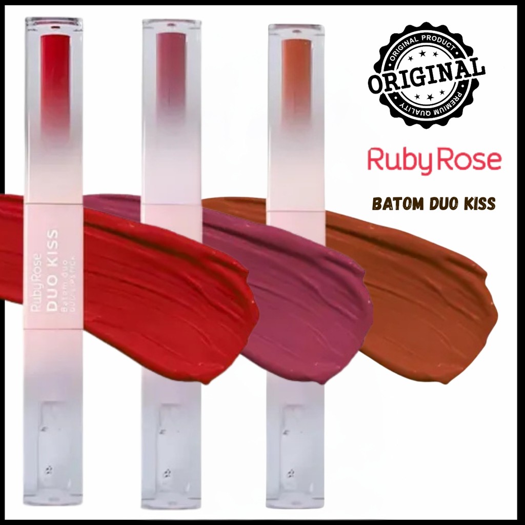 Batom Duo Kiss LipsTick Ruby Rose HBL6203 em Oferta na Shopee