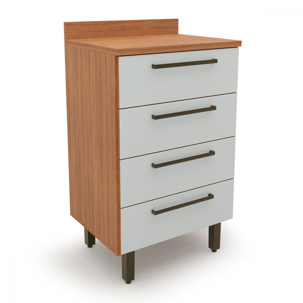 Balcão Gaveteiro 4 Gavetas Evolution Plus Freijo com Off White Batrol em Oferta na Shopee