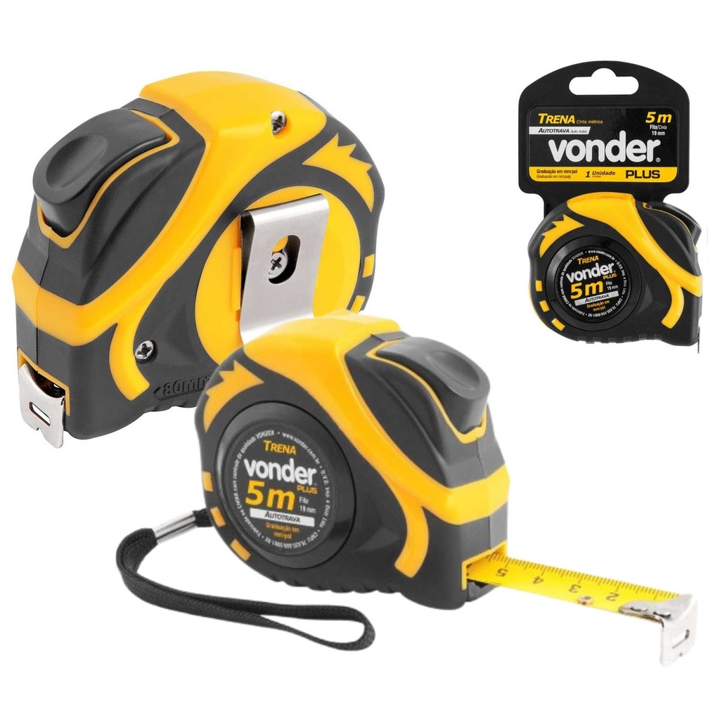 Trena 5m X 19mm Estojo Anatômico Emborrachado Vonder Plus