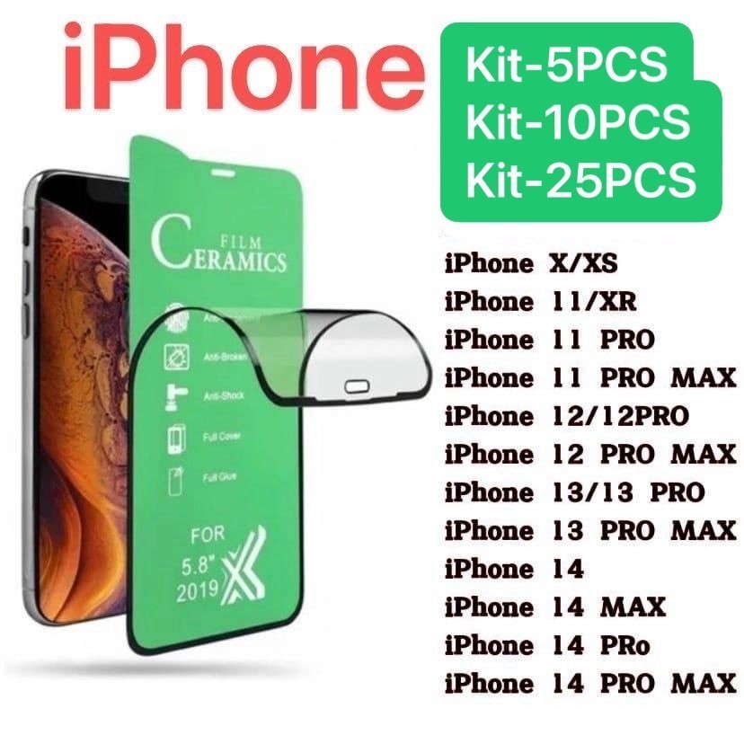 Kit com 5PCS/10PCS/25PCS Película De Cerâmica 9D HD Para IPhone 15/15PRO/15PLUS/15PRO MAX 16/16PRO/16PLUS/16PROMAX