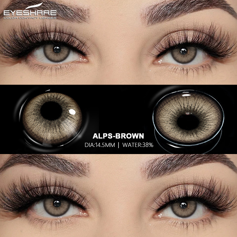 Eyeshare 2pcs ALPS BROWN Lente De Contato Para Olhos Lentes Coloridas De Cosméticos Anuais 14.5 Mm