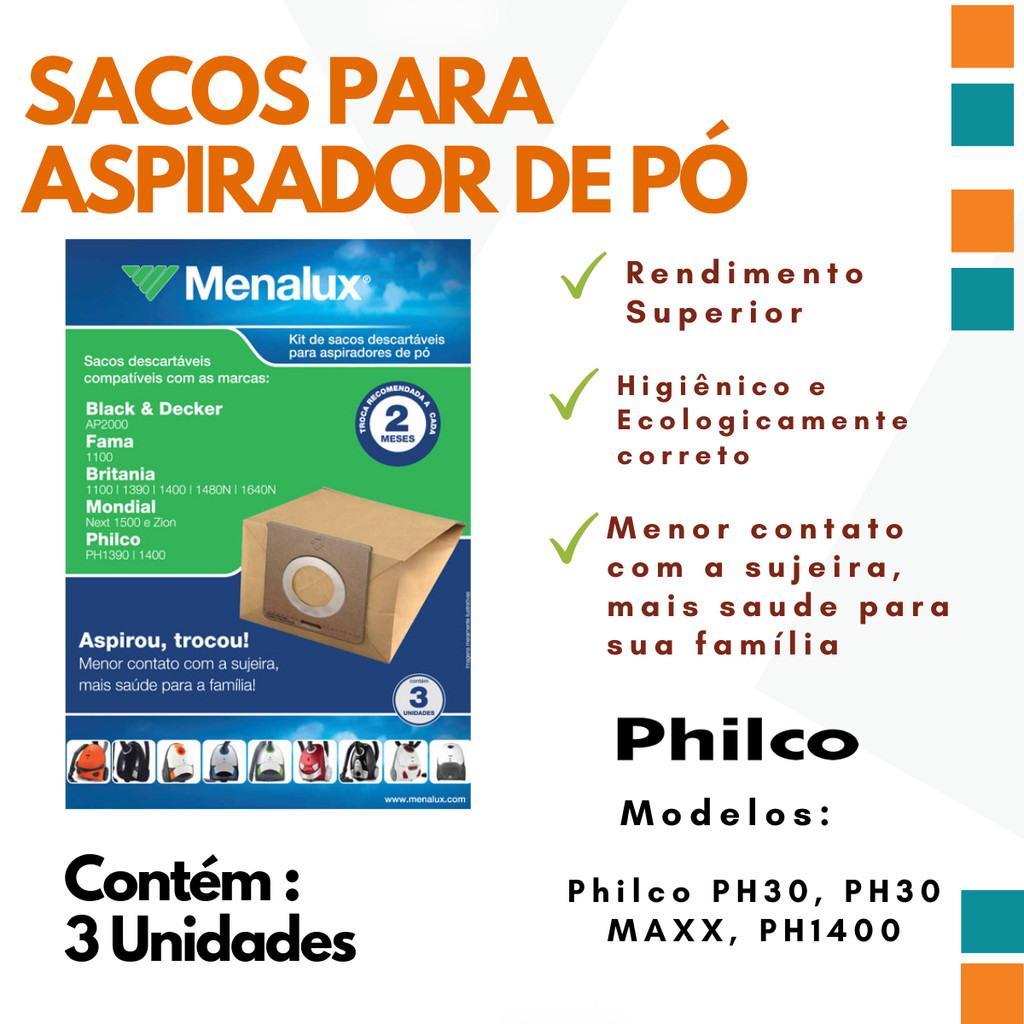 Saco Para Aspirador Philco Ph1390 Ph1400 Ph190 Maxx